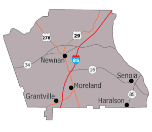 Map for Coweta County Ga