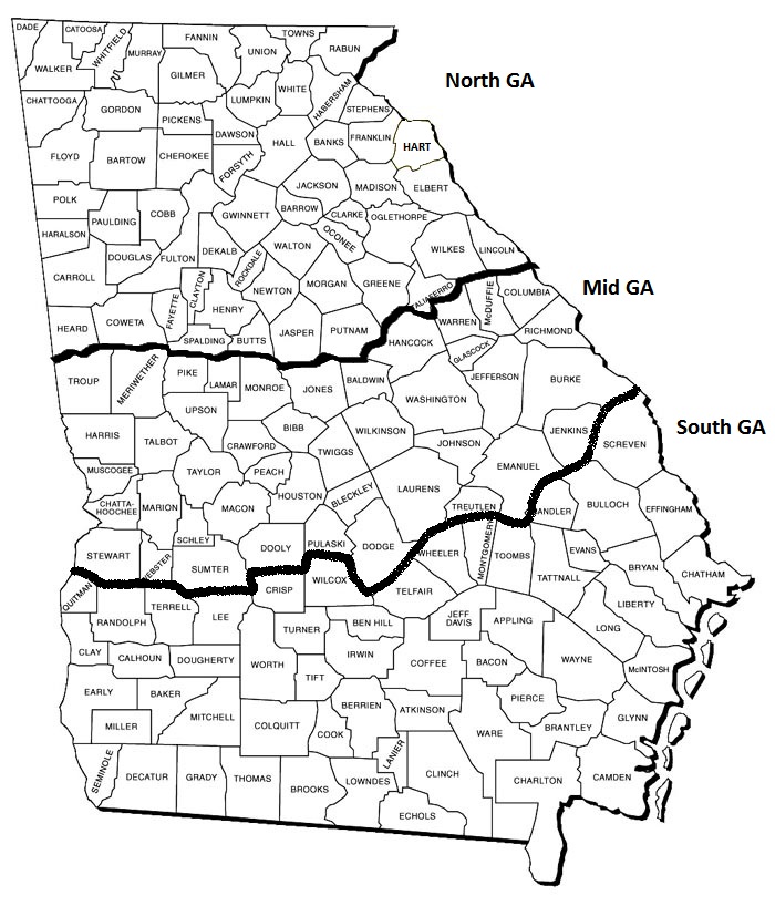 Service are Map for Filing Liens in Middle Georgia
